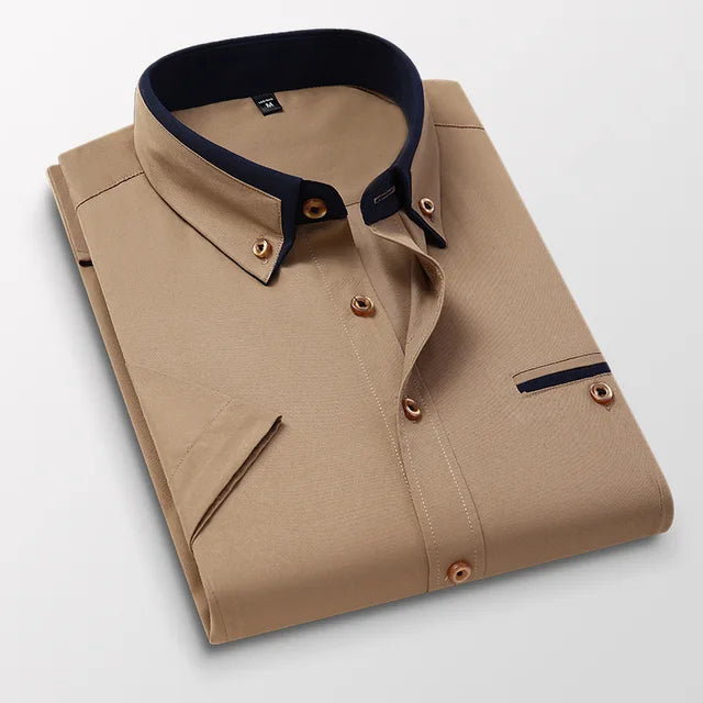 Men's Short Sleeve Shirt - Victor-Khaki-M-State of Style