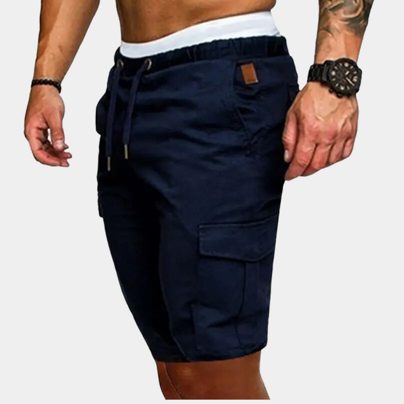 Men's Shorts with Elastic Waist and Side Pockets – Brennan-Blue-M-State of Style