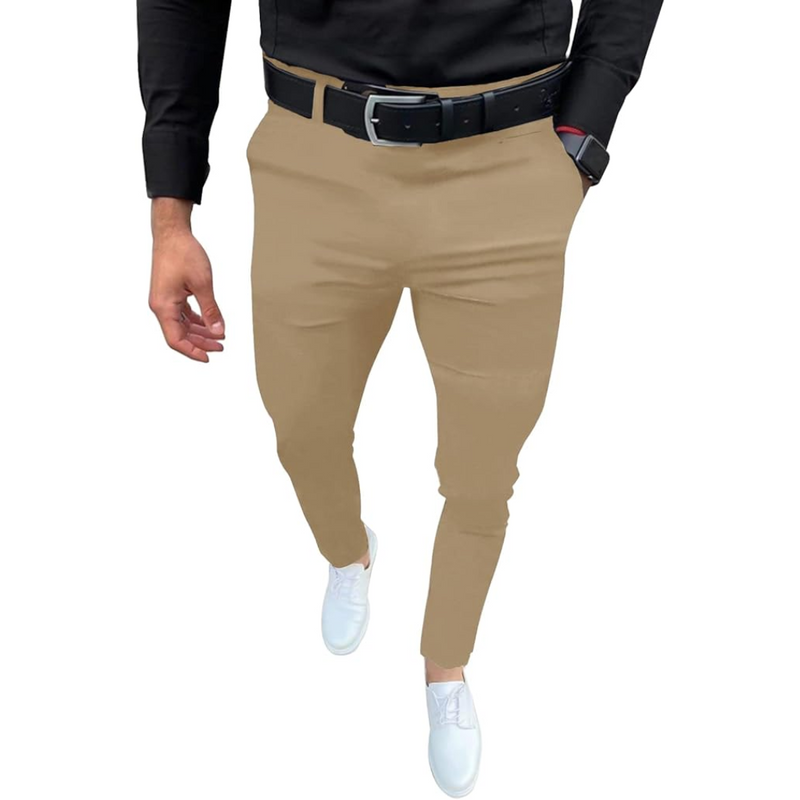 Men's Slim Fit Stretch Trousers - Evert-Dark Khaki-S-State of Style