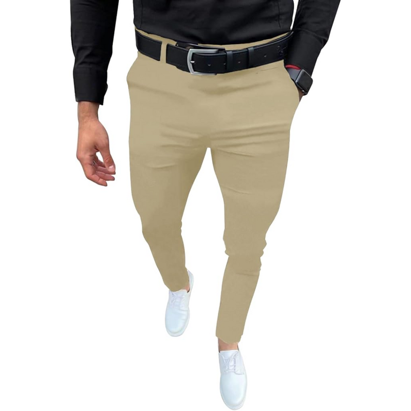 Men's Slim Fit Stretch Trousers - Evert-Khaki-S-State of Style