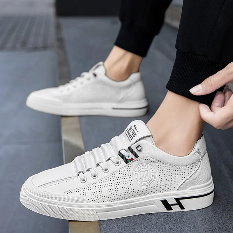 Men's sneakers made of perforated leather with a lightweight design – Ethan-White-6-State of Style