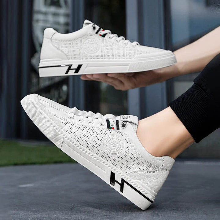 Men's sneakers made of perforated leather with a lightweight design – Ethan-White-6-State of Style