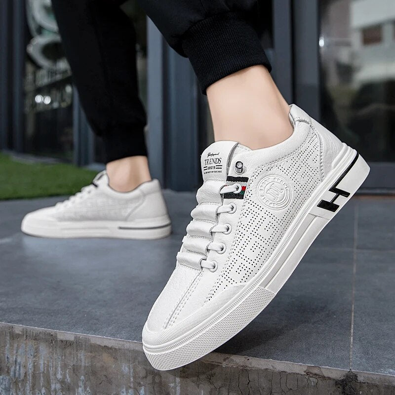 Men's sneakers made of perforated leather with a lightweight design – Ethan-White-6-State of Style