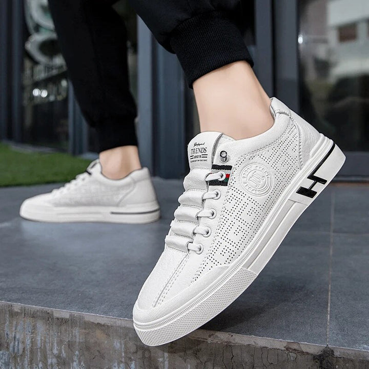Men's sneakers made of perforated leather with a lightweight design – Ethan-White-6-State of Style