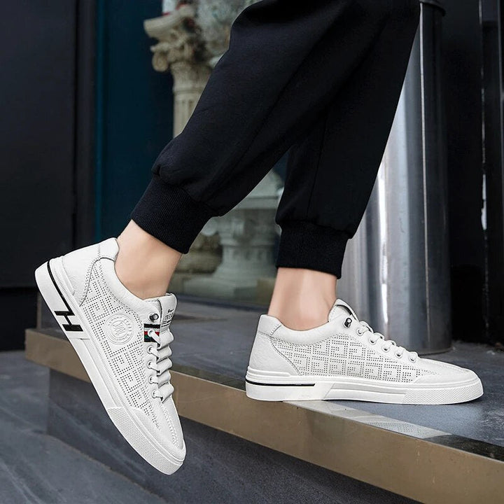 Men's sneakers made of perforated leather with a lightweight design – Ethan-White-6-State of Style