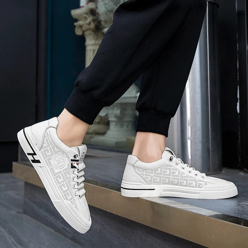 Men's sneakers made of perforated leather with a lightweight design – Ethan-White-6-State of Style