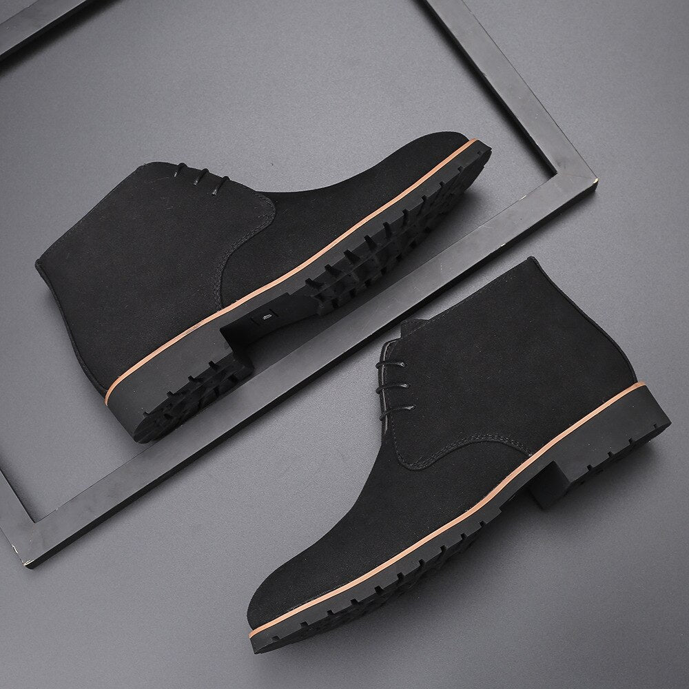 Men's Suede Leather Ankle Boots - Hudson-Black-6-State of Style