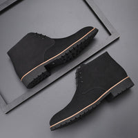 Men's Suede Leather Ankle Boots - Hudson-Black-6-State of Style