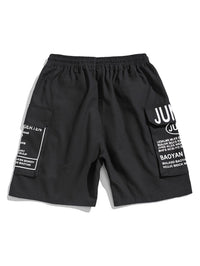 Men's Summer Shorts with Letter Print Street Style Look - Milan-Black-S(46)-State of Style