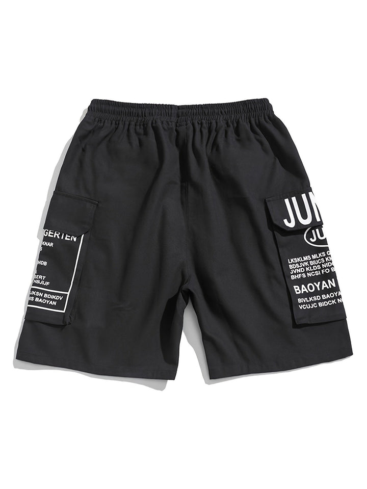 Men's Summer Shorts with Letter Print Street Style Look - Milan-Black-S(46)-State of Style