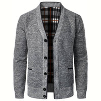 Men's sweater with V-neck - Aspen-Light Grey-S-State of Style