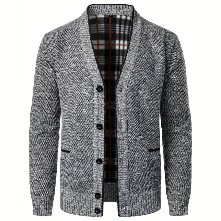 Men's sweater with V-neck - Aspen-Light Grey-S-State of Style