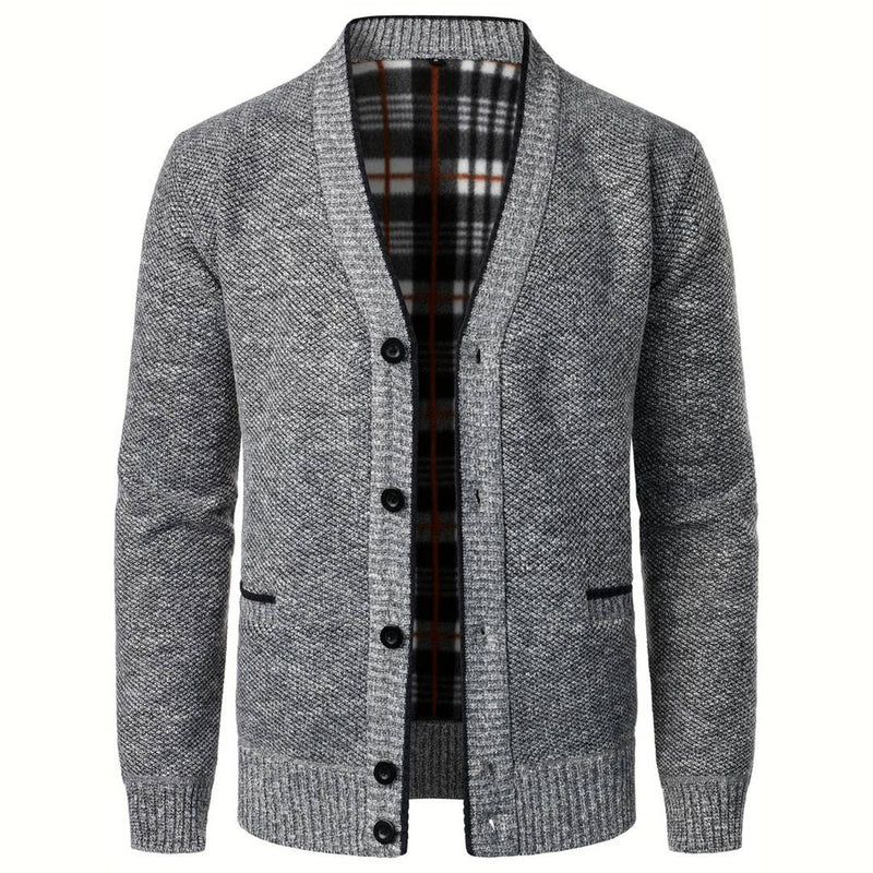 Men's sweater with V-neck - Aspen-Light Grey-S-State of Style