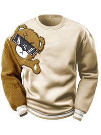 Men's Sweatshirt with Embroidered Cartoon Bear - Jasper-Apricot-S-State of Style