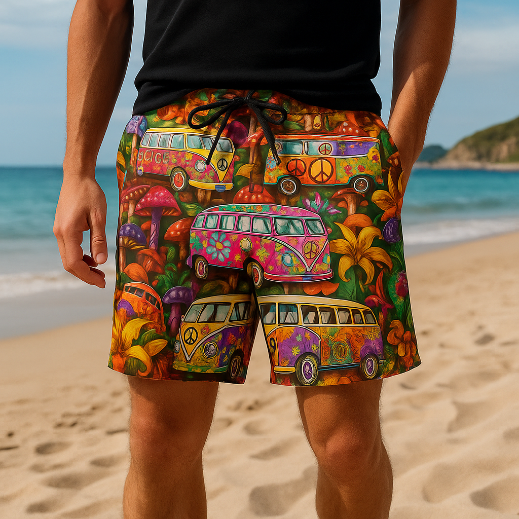 Men's Swim Shorts with Graffiti Print – NovaBay-Red-S-State of Style