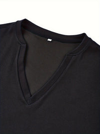 Men's T-shirt with Deep V-neck and Texture – Rafael-White-S-State of Style