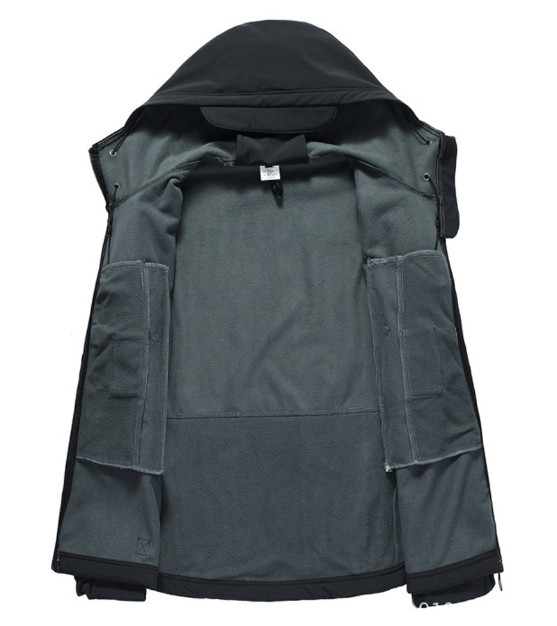 Men's Tactical Waterproof Windproof Softshell Jacket with Hood - Kai-Black-S-State of Style