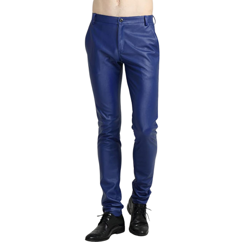 Men's Tapered Faux Leather Biker Pants - Bernard-Black-28-State of Style