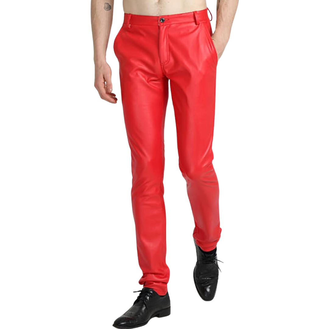 Men's Tapered Faux Leather Biker Pants - Bernard-Black-28-State of Style