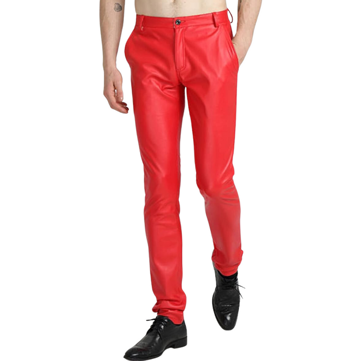 Men's Tapered Faux Leather Biker Pants - Bernard-Black-28-State of Style