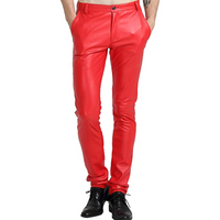 Men's Tapered Faux Leather Biker Trousers - Victor-Red-28-State of Style