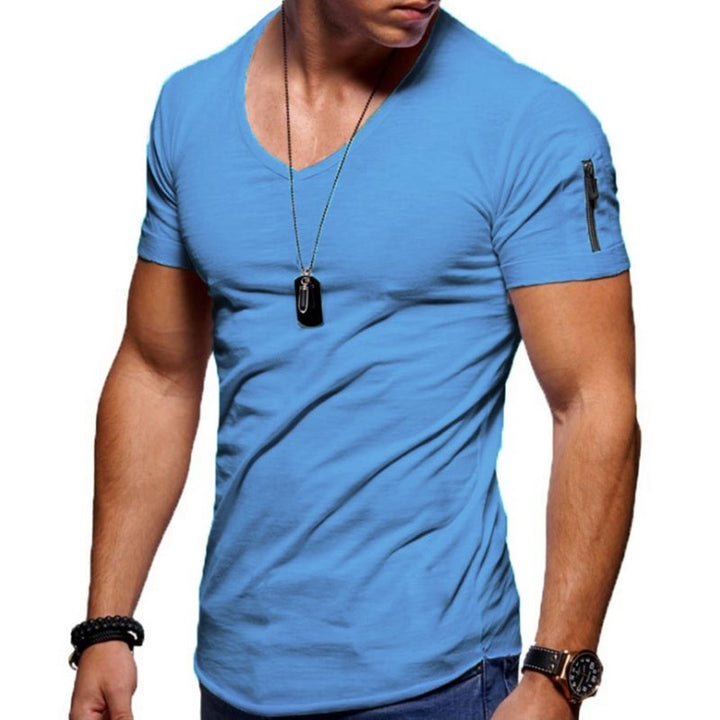 Men's V-neck Sports Shirt – Milan-Light blue-S-State of Style