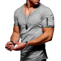 Men's V-neck Sports Shirt – Milan-Light grey-S-State of Style