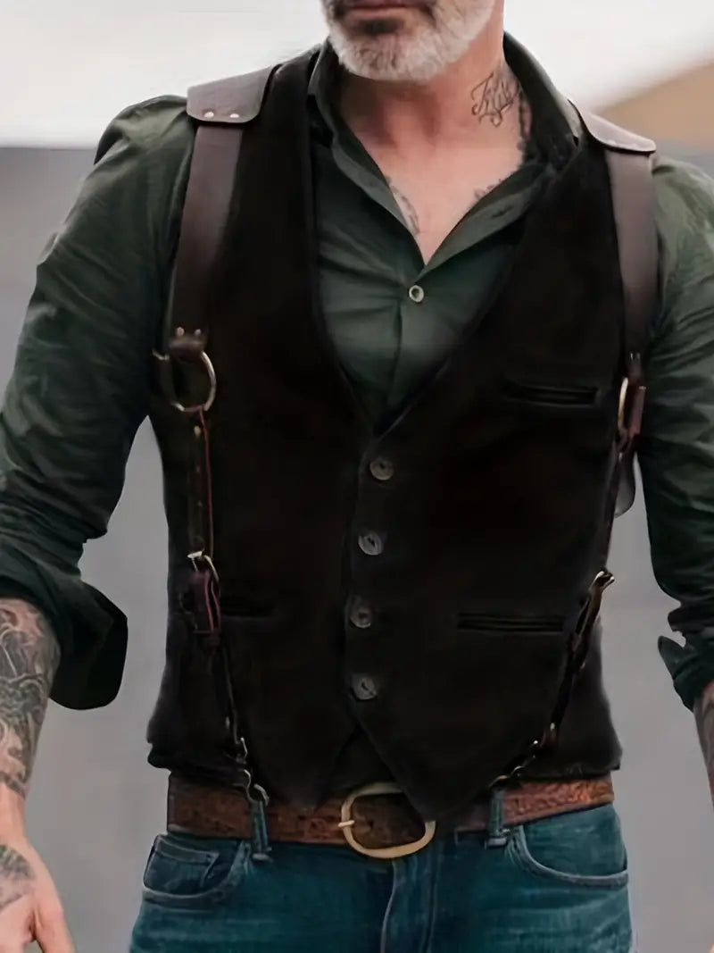 Men's Vintage V-Neck Reversible Vest - Nathan-Brown-M-State of Style