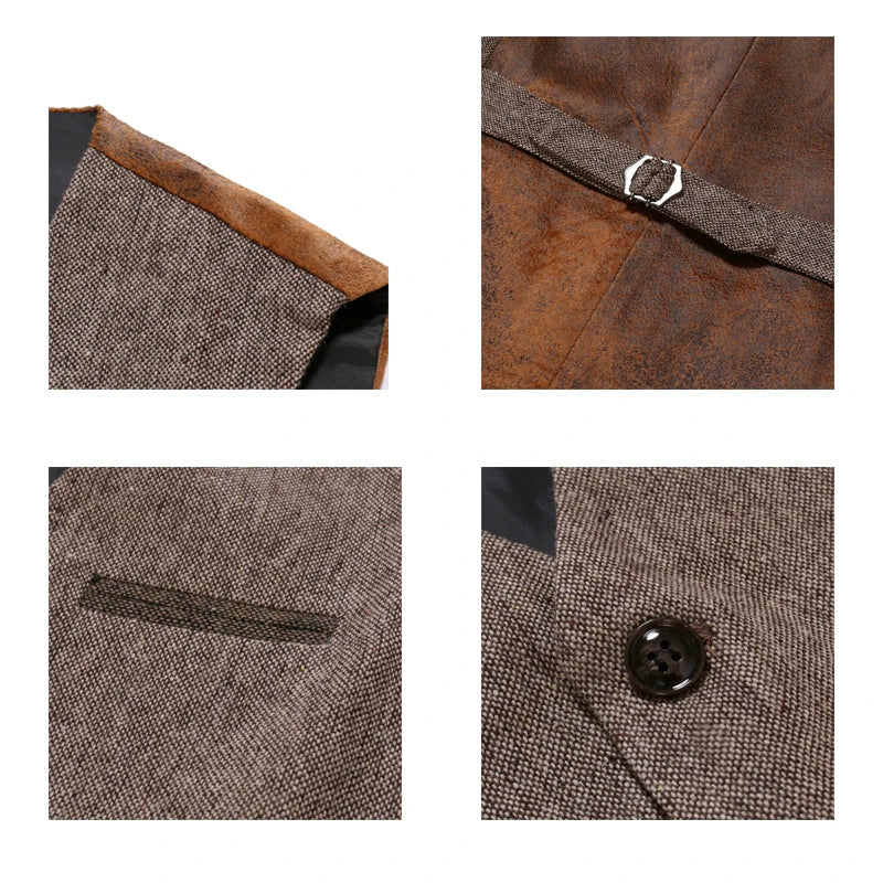 Men's Vintage V-Neck Reversible Vest - Nathan-Brown-M-State of Style