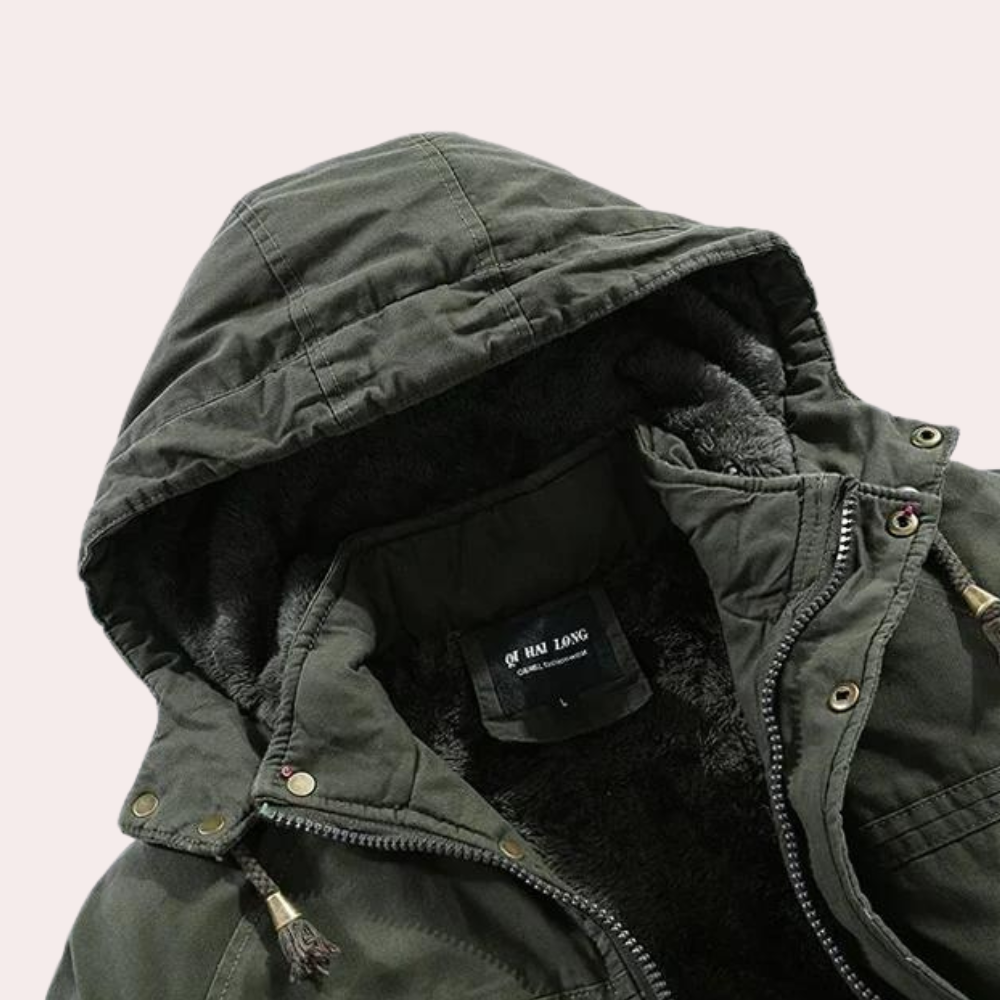 Men's Winter Jacket with Warm Hood - Logan-Green-S-State of Style