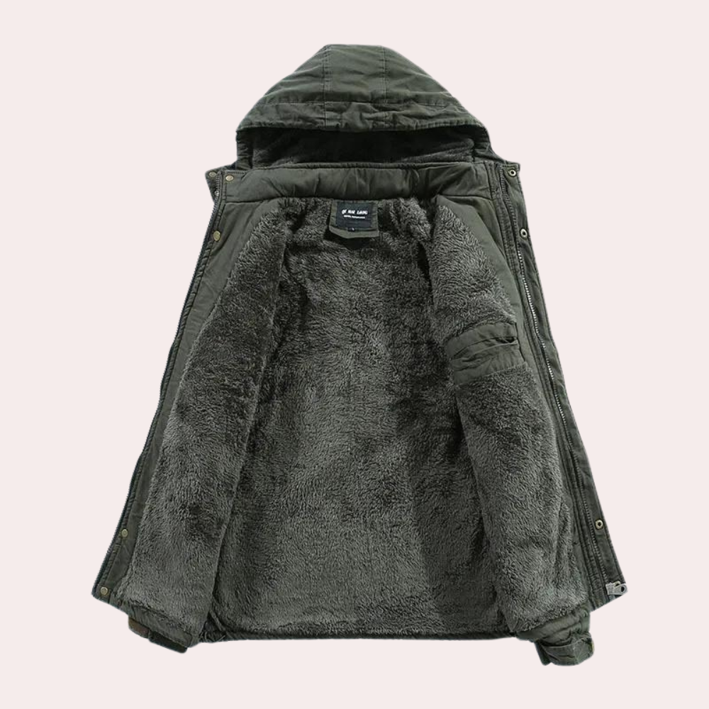 Men's Winter Jacket with Warm Hood - Logan-Green-S-State of Style