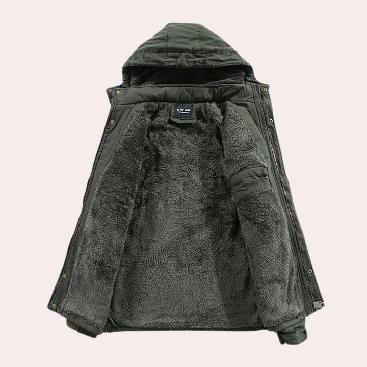 Men's Winter Jacket with Warm Hood - Logan-Green-S-State of Style