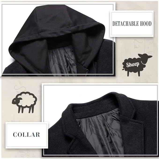 Men's Winter Trench Coat in Wool Blend - Liam-Black 1-XS-State of Style