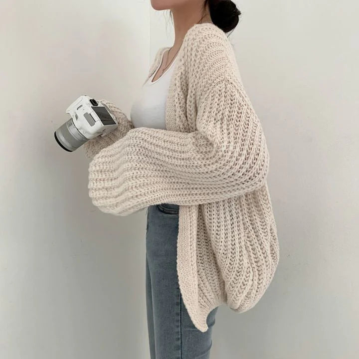 MerelsVest | Women's Stylish Knit Cardigan-Beige-One size fits all-State of Style