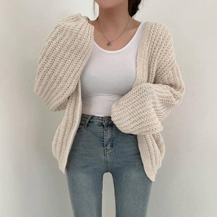 MerelsVest | Women's Stylish Knit Cardigan-Beige-One size fits all-State of Style