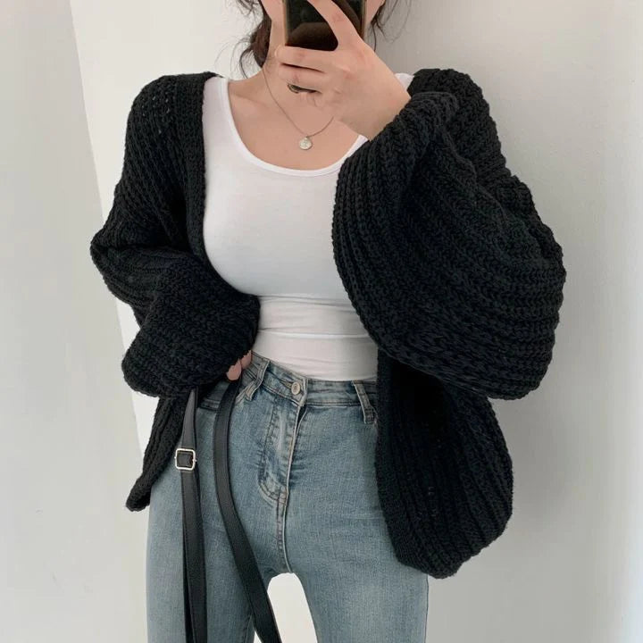 MerelsVest | Women's Stylish Knit Cardigan-Black-One size fits all-State of Style