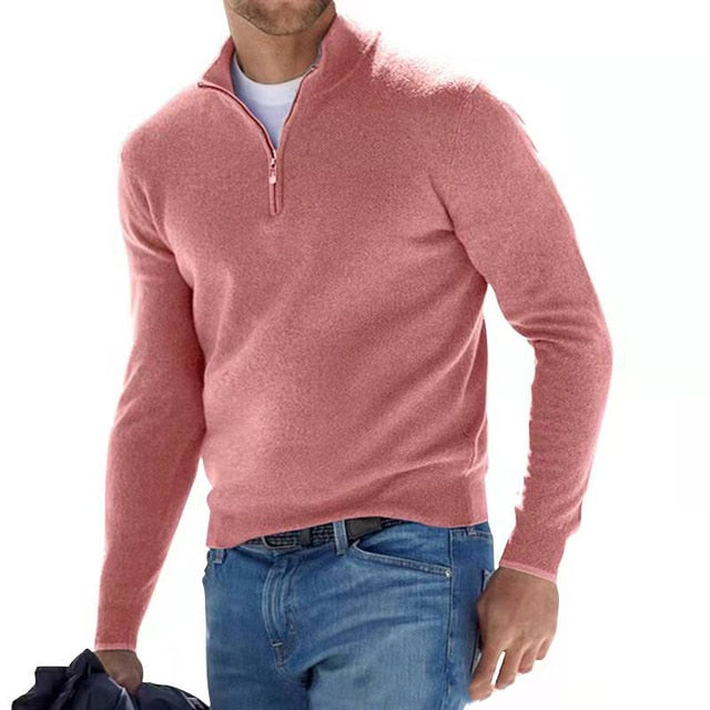 Merino Men's V-Neck Sweater - Torino-Pink-S-State of Style
