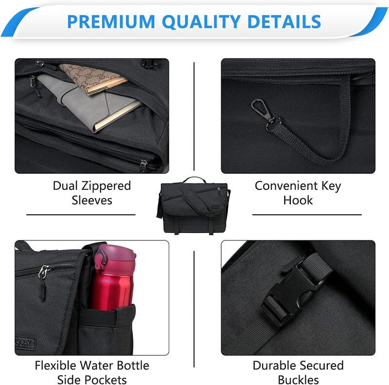 Water-Resistant Laptop Messenger Bag with Adjustable Strap – WorkMate Series