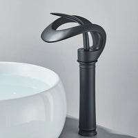 Messing Basin Mixer Tap with Waterfall Spout - Flowarc-Black-Long-State of Style