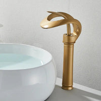 Messing Basin Mixer Tap with Waterfall Spout - Flowarc-Gold-Long-State of Style