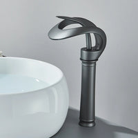 Messing Basin Mixer Tap with Waterfall Spout - Flowarc-Gray-Long-State of Style