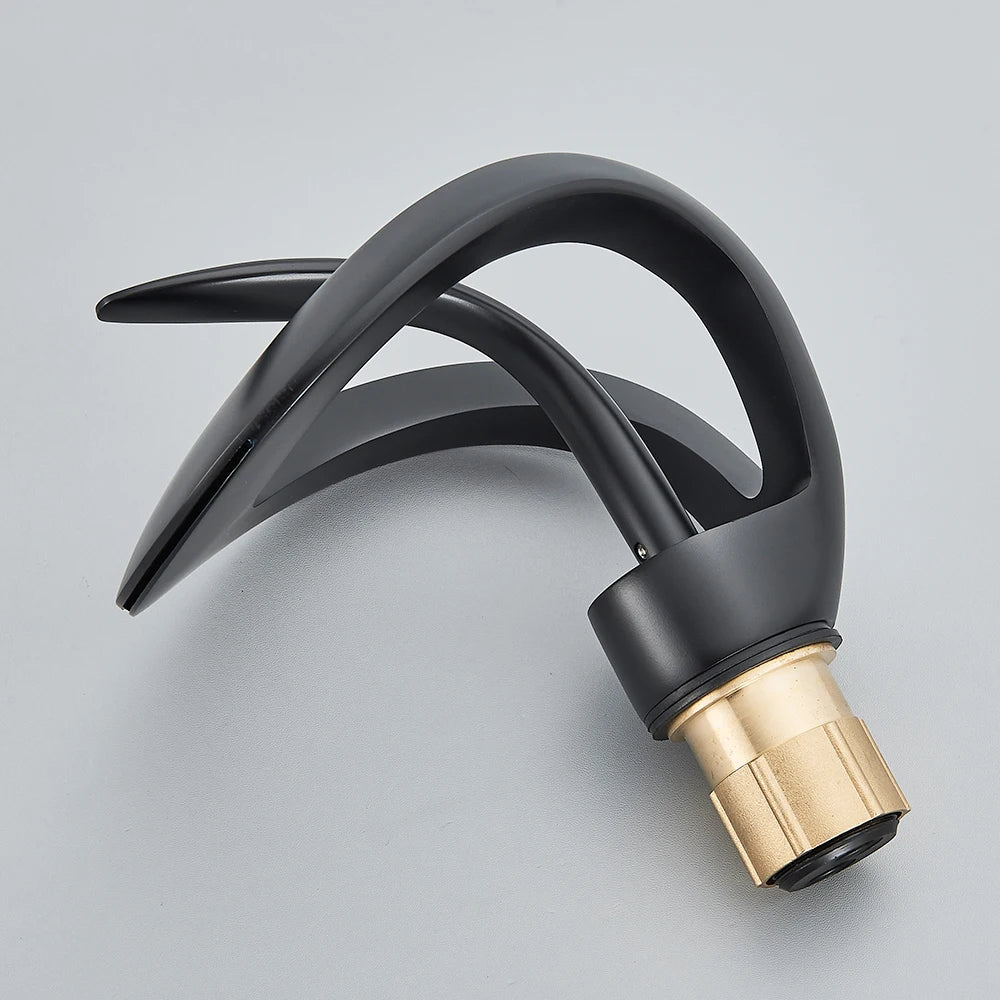 Messing Basin Mixer Tap with Waterfall Spout - Flowarc-Matte Black-State of Style