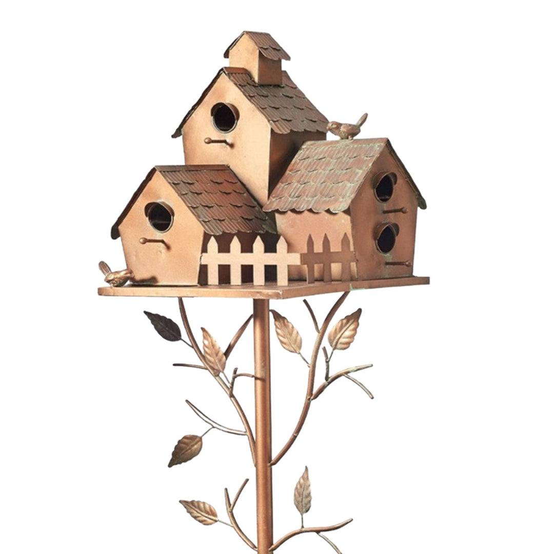 Metal Art Birdhouse on Garden Stake - FeatherNest-Trio house-State of Style