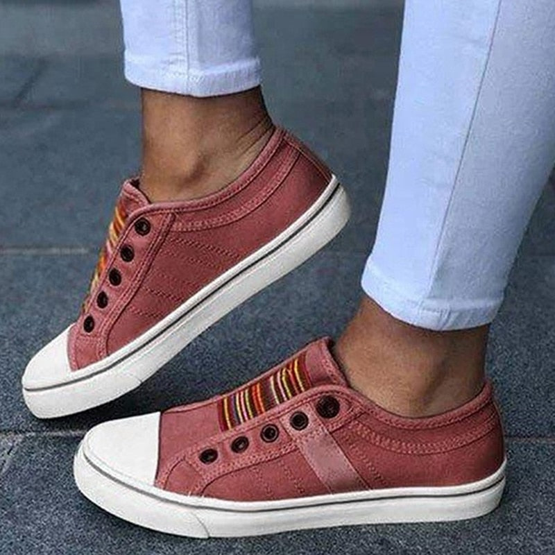 MezisShoes | Women's Casual Canvas Sneakers-Red-4.5-State of Style