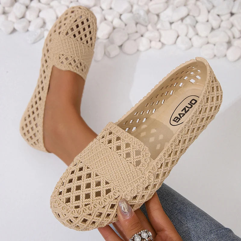 Mia - Orthopedische Beige Gehaakte Loafers-Khaki-36-State of Style