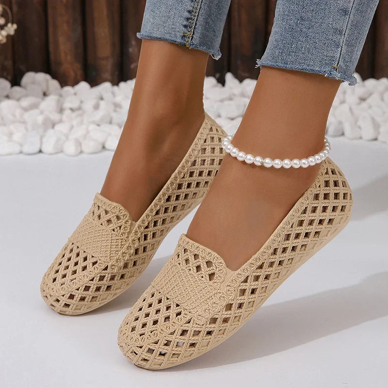 Mia - Orthopedische Beige Gehaakte Loafers-Khaki-36-State of Style