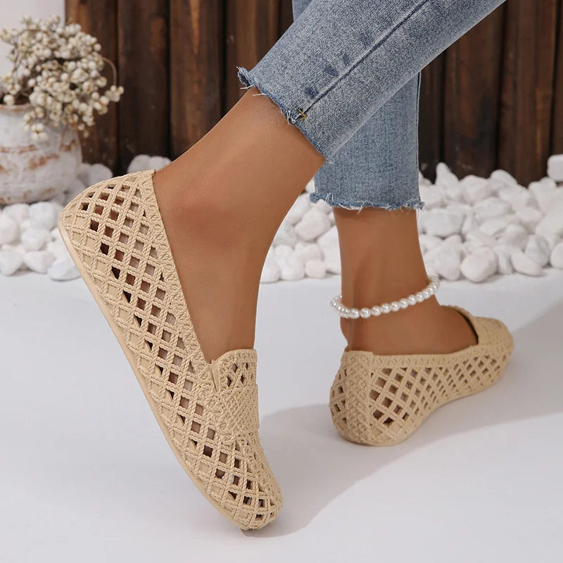 Mia - Orthopedische Beige Gehaakte Loafers-Khaki-36-State of Style