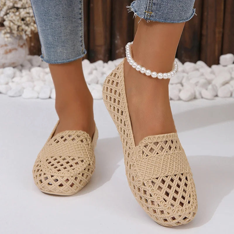 Mia - Orthopedische Beige Gehaakte Loafers-Khaki-36-State of Style