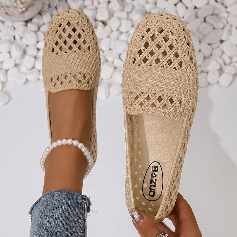 Mia - Orthopedische Beige Gehaakte Loafers-Khaki-36-State of Style