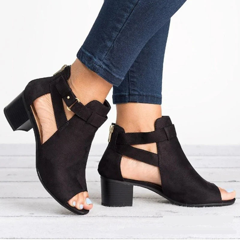 Mia - Orthopedische Grijze Enkellaars Sandalen-Grijs-34-State of Style